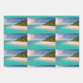 Aquamarine Ocean Tropical Beach Scenic Pattern ラッピングペーパーシート (正面)