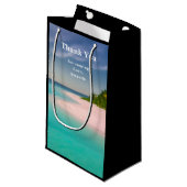 Aquamarine Ocean Tropical Beach Scenic Thank You スモールペーパーバッグ (正面アングル)