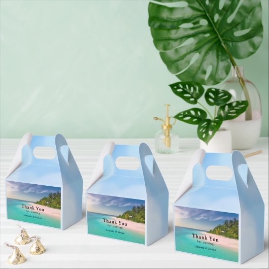 Aquamarine Ocean Tropical Beach Scenic Wedding フェイバーボックス (複数)