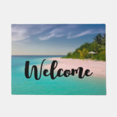 Aquamarine Ocean Tropical Beach Scenic Welcome ドアマット (正面)
