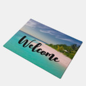 Aquamarine Ocean Tropical Beach Scenic Welcome ドアマット (アングル)
