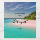 Aquamarine Ocean Tropical Beach Scenic Wine Making ワインラベル (シングルラベル)