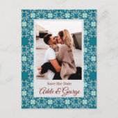 Aquamarine PHOTO Wedding日付はがきを保存 ポストカード (正面)