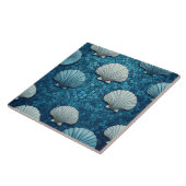 Aquamarine Seashells Mosaic Blue Ocean Marine Life タイル (側面)