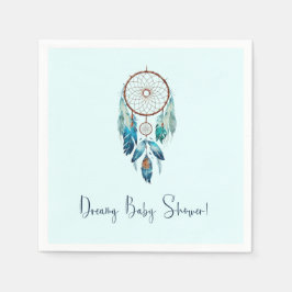 Aquamarine Watercolor Dreamcatcher Baby Shower スタンダードカクテルナプキン