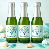 Aquamarine Watercolor Dreamcatcher Baby Shower スパークリングワインラベル