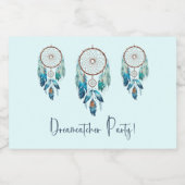 Aquamarine Watercolor Dreamcatcher Baby Shower スパークリングワインラベル (シングルラベル)