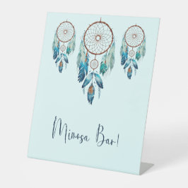 Aquamarine Watercolor Dreamcatcher Mimosa Bar 台座サイン