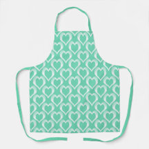 Aquamarine White Hearts Pattern