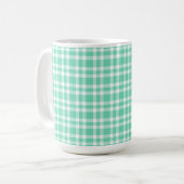 Aquamarine White Plaid Pattern コーヒーマグカップ (正面左)