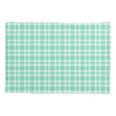 Aquamarine White Plaid Pattern 枕カバー (裏面-左)