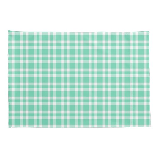 Aquamarine White Plaid Pattern 枕カバー (裏面-右)