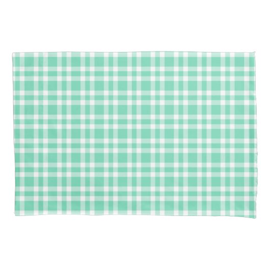 Aquamarine White Plaid Pattern 枕カバー (正面左)