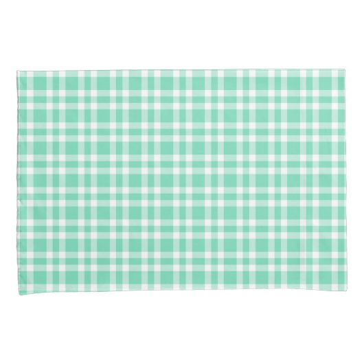 Aquamarine White Plaid Pattern 枕カバー (正面右)