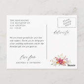 Aquarele Wildflowerの写真結婚ありがとうございま ポストカード (裏面)