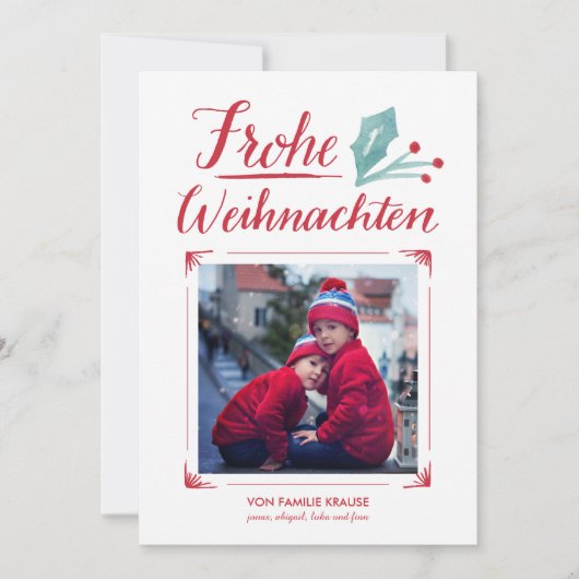 Aquarell及びKalligraphie | Frohe Weihnachten シーズンカード (正面)