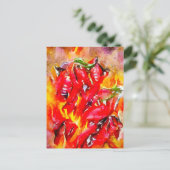 Aquarell feurig brennde Chilischoten. Chili. ポストカード (スタンド正面)