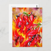 Aquarell feurig brennde Chilischoten. Chili. ポストカード (正面/裏面)