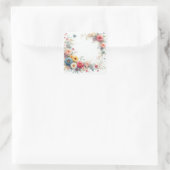 Aquarell Floral Art Add Your Text Blank Template スクエアシール (バッグ)