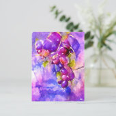 Aquarell. Gemalte Weintrauben in blau und lila. ポストカード (スタンド正面)