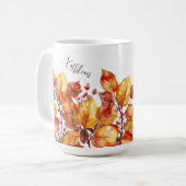 Aquarell Herbst Blätter Design コーヒーマグカップ (正面左)