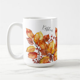 Aquarell Herbst Blätter Design コーヒーマグカップ