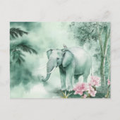 Aquarell Illustration eines Elefanten im Dschungel ポストカード (正面)