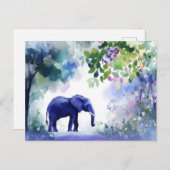 Aquarell Illustration eines Elefanten mit Blumen ポストカード (正面/裏面)