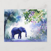 Aquarell Illustration eines Elefanten mit Blumen ポストカード (正面)