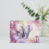 Aquarell Illustration eines Elefanten mit Blumen ポストカード (スタンド正面)