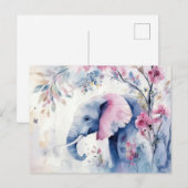 Aquarell Illustration eines Elefanten mit Blumen ポストカード (正面/裏面)