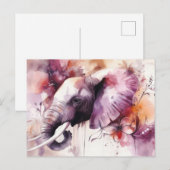 Aquarell Illustration eines Elefanten mit Blumen ポストカード (正面/裏面)