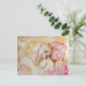 Aquarell Illustration eines Elefanten mit gold ポストカード (スタンド正面)