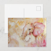 Aquarell Illustration eines Elefanten mit gold ポストカード (正面/裏面)