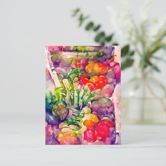 Aquarell mit Gemüsesorten. Gemalt. ポストカード (スタンド正面)