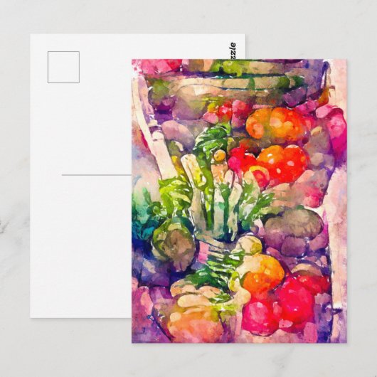 Aquarell mit Gemüsesorten. Gemalt. ポストカード (正面/裏面)
