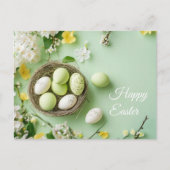Aquarell Oster Postkarte mit Ostereiern im Nest ポストカード (正面)