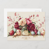Aquarell Oster Postkarte mit Ostereiern und Blumen ポストカード (正面/裏面)
