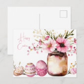 Aquarell Oster Postkarte mit Ostereiern und Blumen ポストカード (正面/裏面)