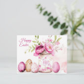 Aquarell Oster Postkarte mit Ostereiern und Blumen ポストカード (スタンド正面)