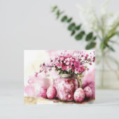 Aquarell Oster Postkarte mit Ostereiern und Blumen ポストカード (スタンド正面)