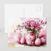 Aquarell Oster Postkarte mit Ostereiern und Blumen ポストカード (正面/裏面)