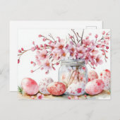 Aquarell Oster Postkarte mit Ostereiern und Blumen ポストカード (正面/裏面)