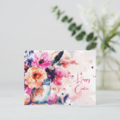 Aquarell Oster Postkarte mit Ostereiern und Blumen ポストカード (スタンド正面)