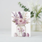 Aquarell Oster Postkarte mit Ostereiern und Blumen ポストカード (スタンド正面)