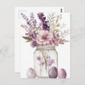 Aquarell Oster Postkarte mit Ostereiern und Blumen ポストカード (正面/裏面)