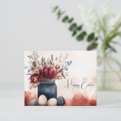 Aquarell Oster Postkarte mit Ostereiern und Blumen ポストカード (スタンド正面)