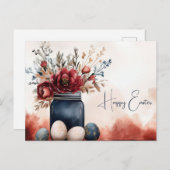 Aquarell Oster Postkarte mit Ostereiern und Blumen ポストカード (正面/裏面)