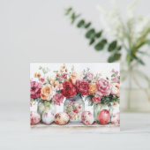 Aquarell Oster Postkarte mit Ostereiern und Blumen ポストカード (スタンド正面)