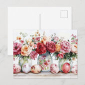 Aquarell Oster Postkarte mit Ostereiern und Blumen ポストカード (正面/裏面)